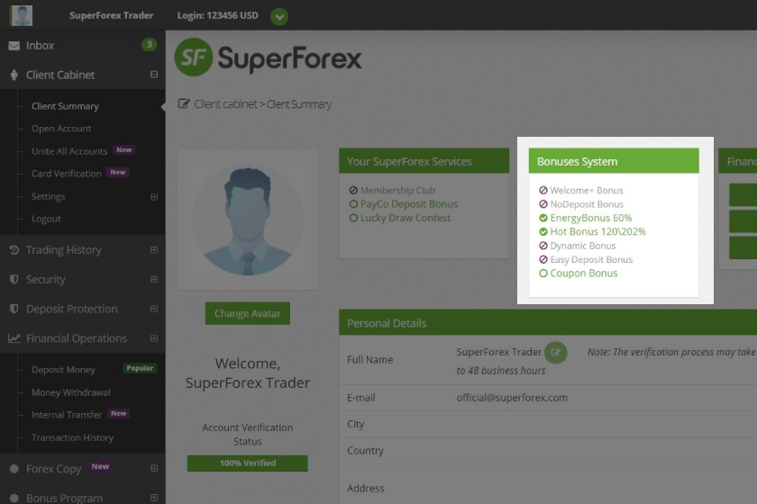 superforex-bonus-promotions-in-client-cabinet